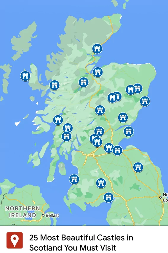 Map of Scottish castles