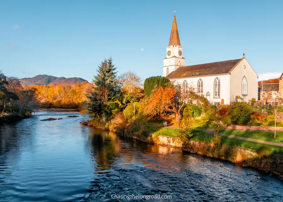 Comrie river and church
