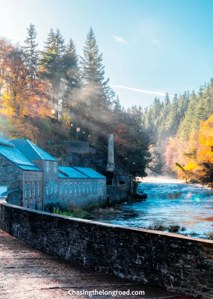 New Lanark mill and waterfall