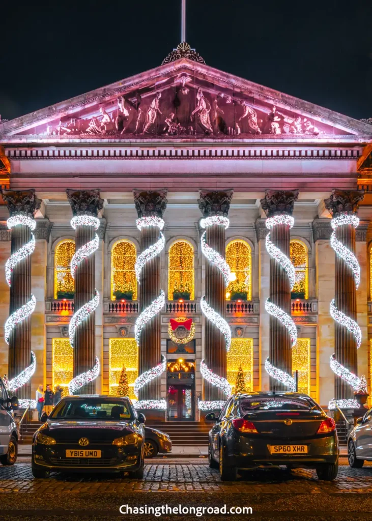 Christmas lights of the Dome in Edinburgh