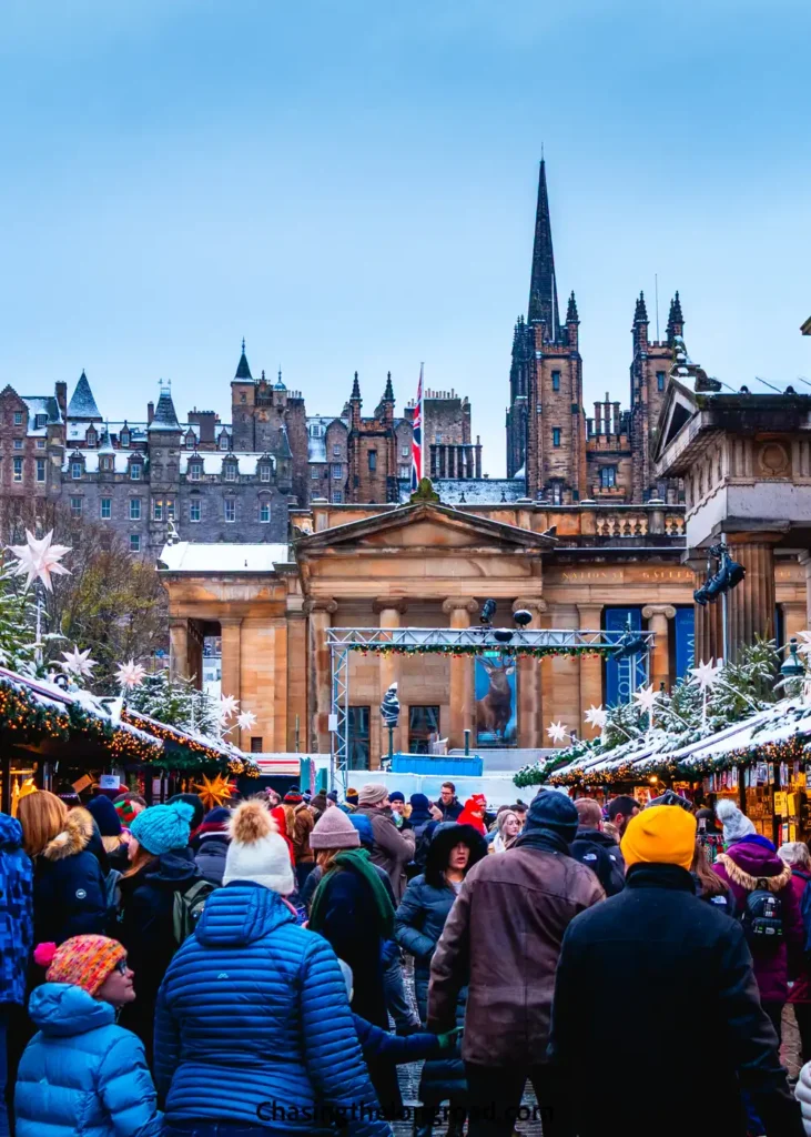 stalls at Edinburgh Christmas Market
