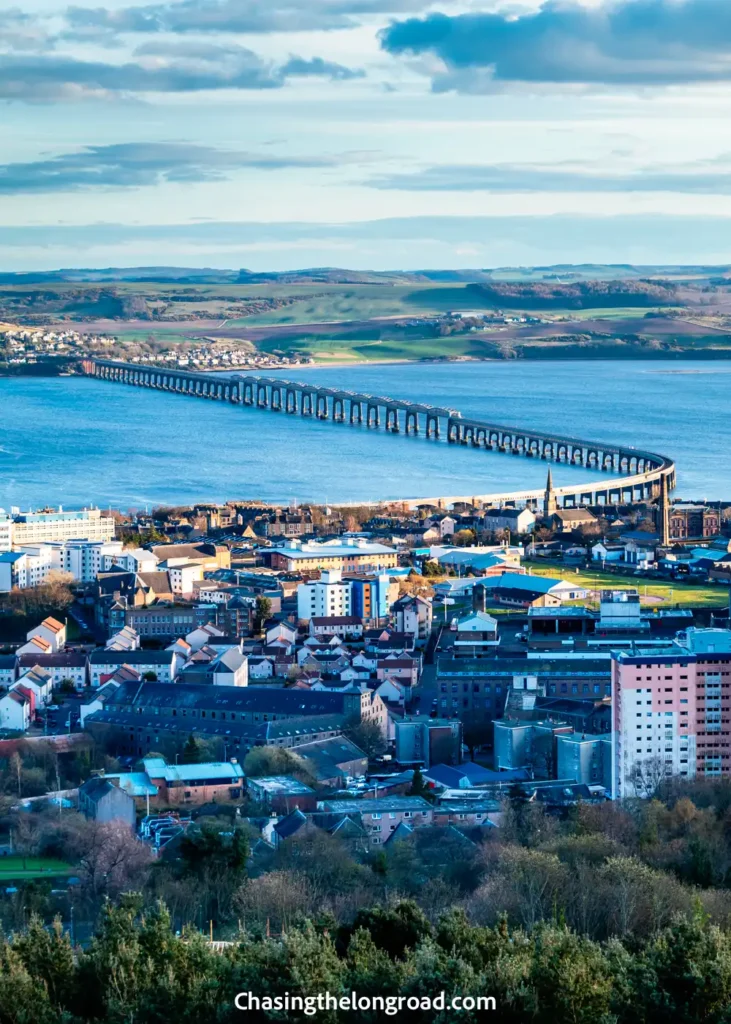 panoramic view of Dundee and the Tay Bridge
