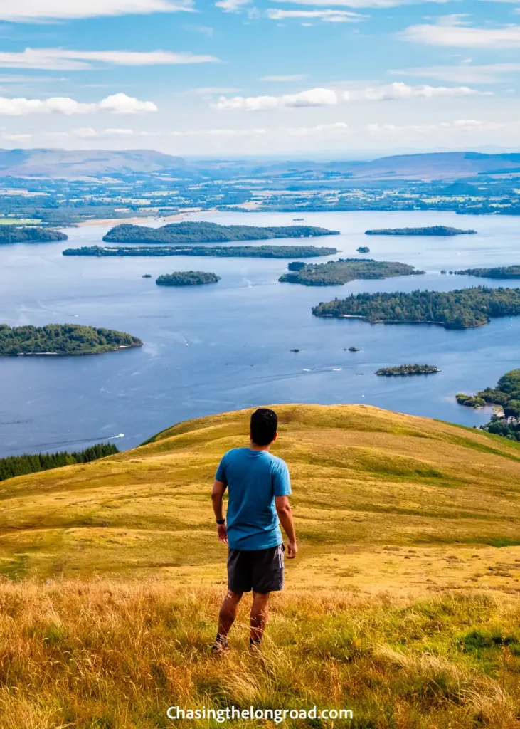 Panoramic view over the Loch Lomond and its islands